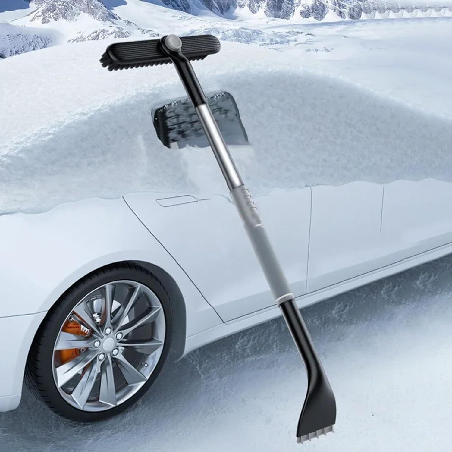 

3 In 1 Snow Brush and Ice Scraper for Car Windshield TORCARVH Extendable Snow Removal 360° Pivoting Vehicle Winter Shovel Brush Snow Scraper with серый