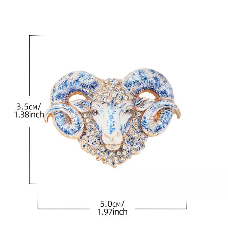1Pcs Unisex Rhinestone Charming Year Of The Goat Zodiac Animal Party Brooch Pins Beautiful Goat Brooches For Women