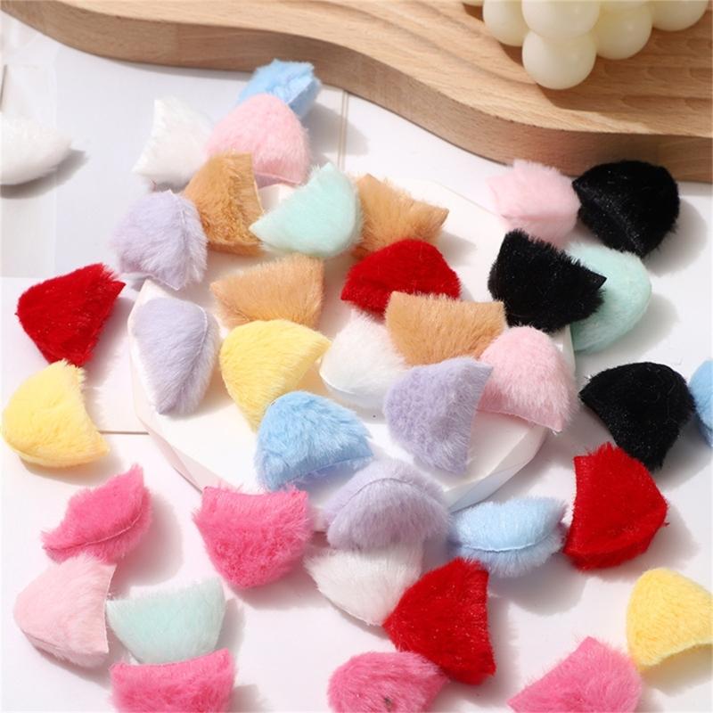 10Pcs Furry Kitten Ears Charm Sewing Plush Ears Appliques Assorted Color for Hair Accessories Clothing Embellishments