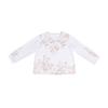 Women T-shirt V-Neck Long Sleeve 3D Flower Decor Pullover Tops with Faux Pearls Decor Spring Autumn Casual Tee Shirt
