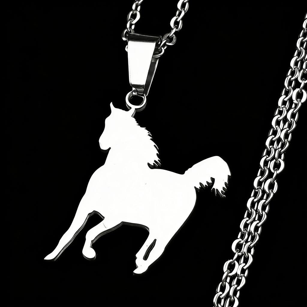 Lucky Horse Year Pony Figure Chain For Women Men Stainless Steel Silver Color Animal Simple Clavicle Necklace Jewelry Gifts