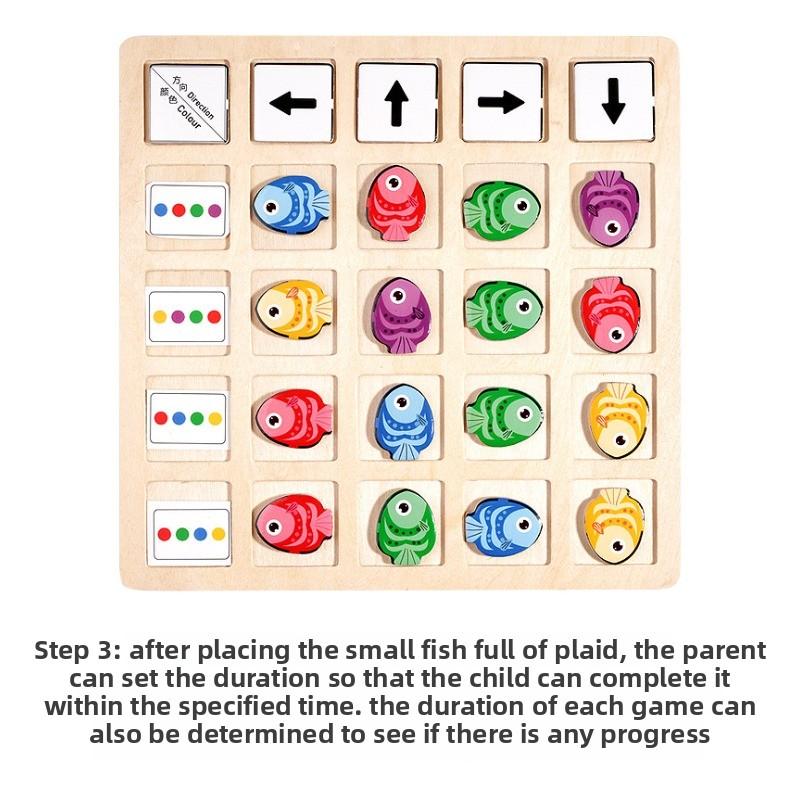 Children's Wooden Montessori Toy Kids Logical Thinking Training Direction Color Cognition Educational Battle Board Game for Gift