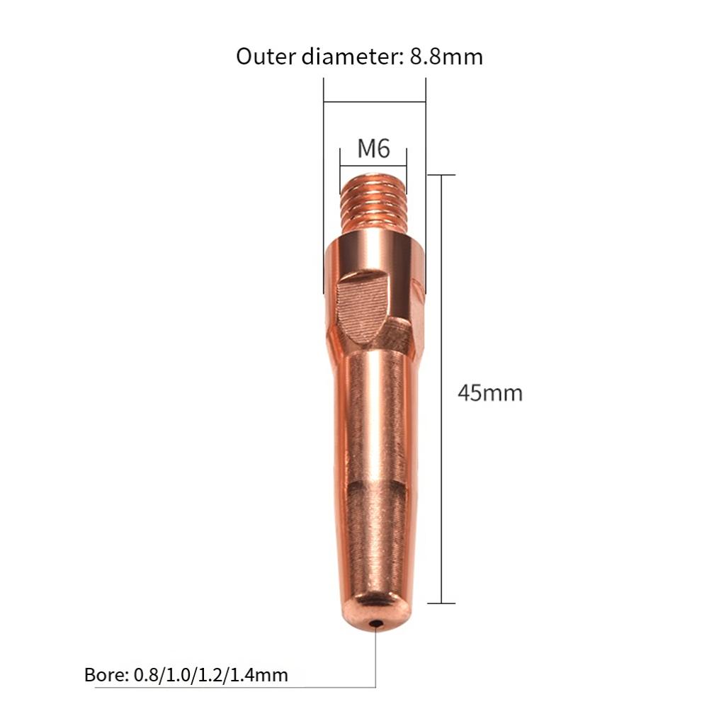 10pcs 0.8/1.0/1.2/1.4mm Conductive Tips Replacement Parts For Welding Machine Accessories Smooth Wire Feeding