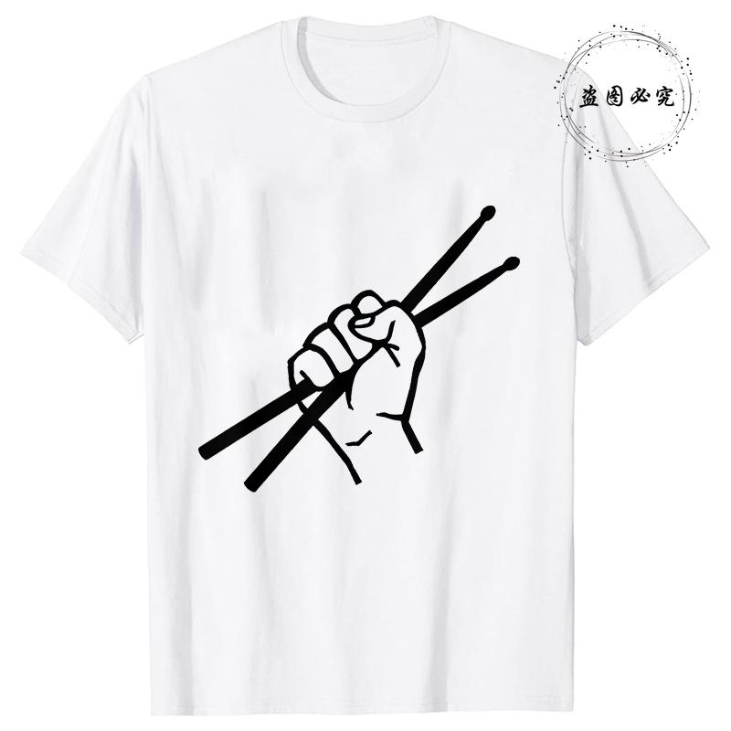 Mens T Shirt Drummer Drumsticks Graphic Y2k Tops Summer Short Sleeve Tees Harajuku Streetwear Unisex TShirt Women Clothing