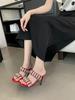 fashion Fashion Women Slides Slippers Sexy Party Pumps Thin High Heels Black Red Silver Gladiator Summer Dress Sandals Slip On Party  39