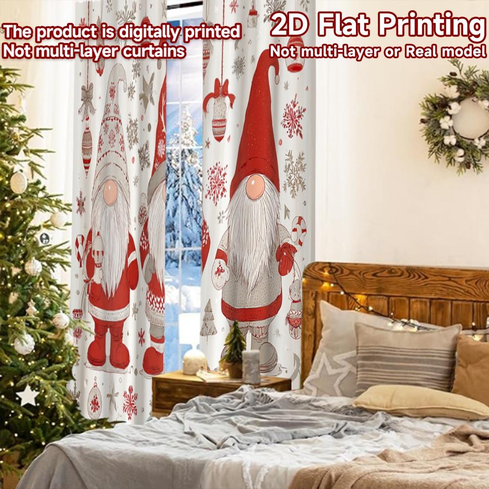 2 Stück, 2D-FLACHDRUCK Vorhänge (Ohne Stange) Festliche Wichtel(1) Moderne modische Vorhänge Maschinenwaschbare Stoffvorhänge