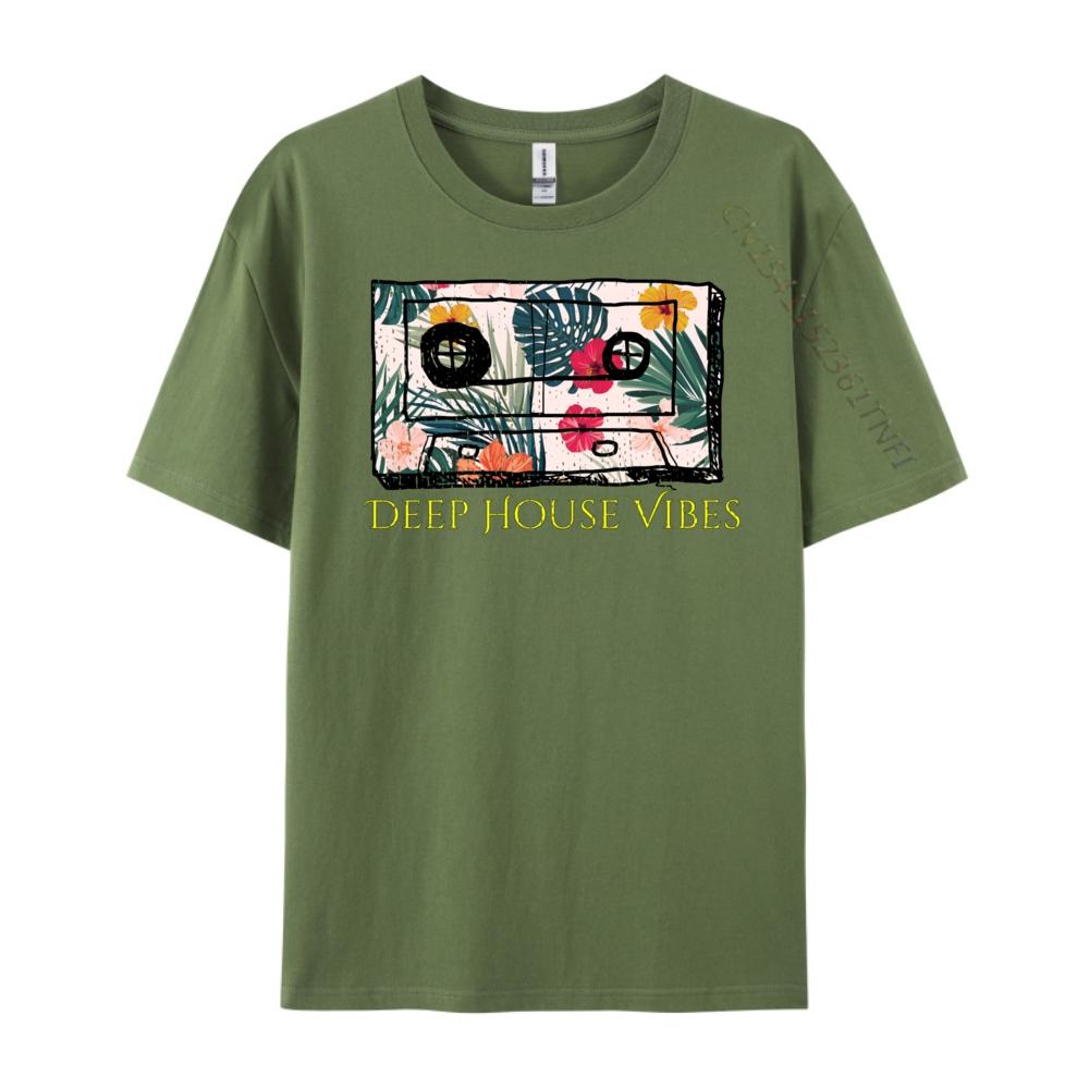 Deep House House Music Cassette Tape T Shirts For Men Original Mens TShirts Graphic Cotton Short Sleeve