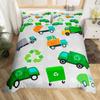 Cartoon Garbage Truck Duvet Cover Green Trash Truck Bedding Set Green Vehicle Car Comforter Cover Garbage Truck Toy Quilt Cover