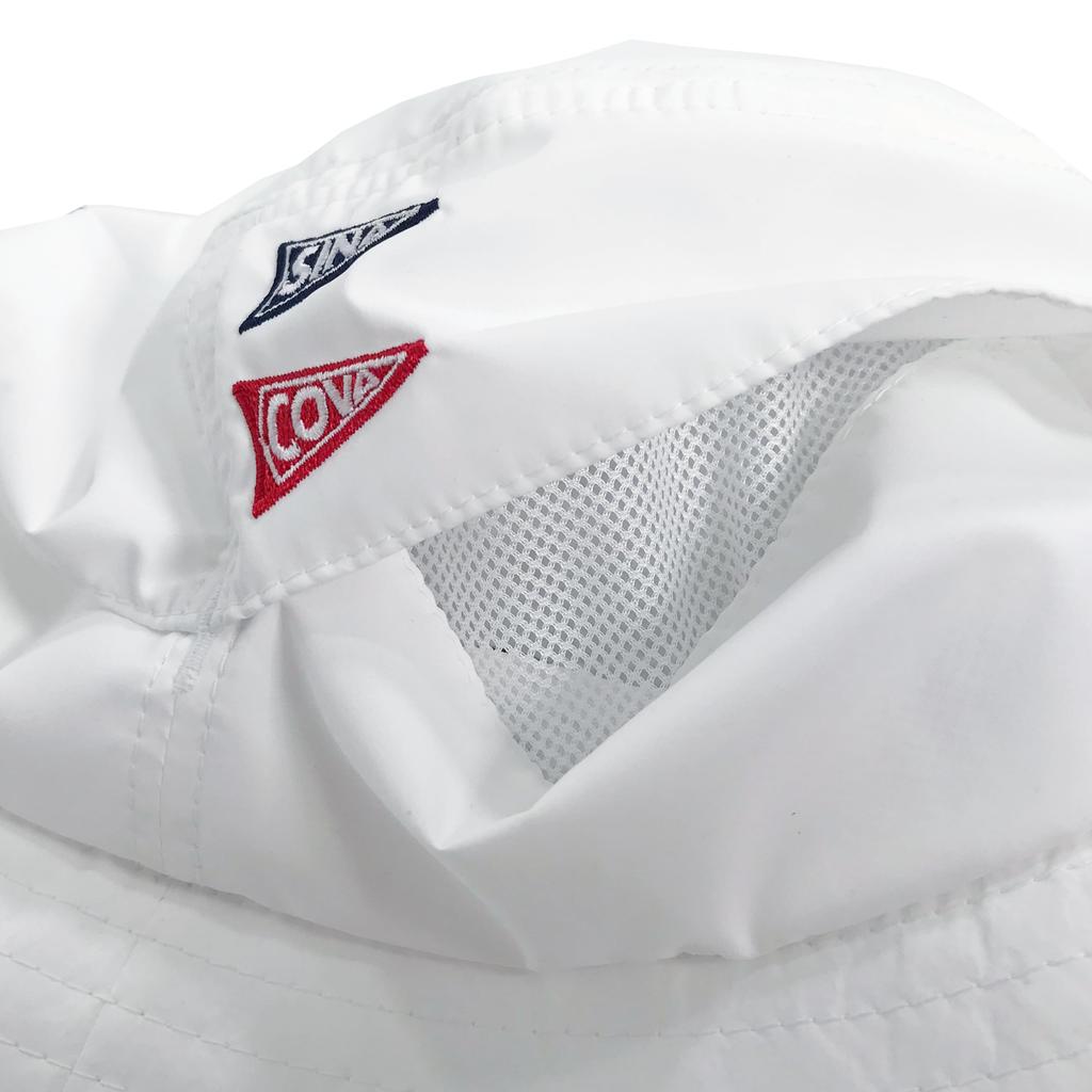 [Sinacoba] Sahari Men's 100% Polyester Taffeta Head Circumference 59cm Adjustable Size Ventilation Embroidery 24177730 (White) F