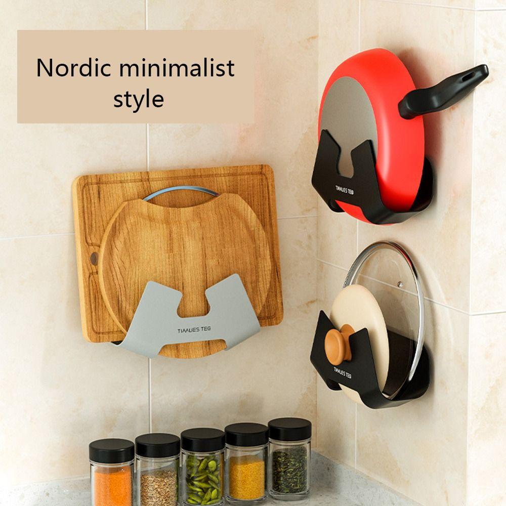 Kitchen Cupboard Pan Pot Cover Rack WallMounted Hanging Holder Kitchen