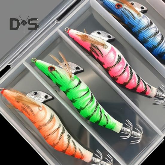 5Pcs 10CM/12G Luminous Shrimp Bait with Squid Jig Hook Realistic Bionic Artificial Lure Saltwater Freshwater Bass Walleye Trout Fishing Accessories
