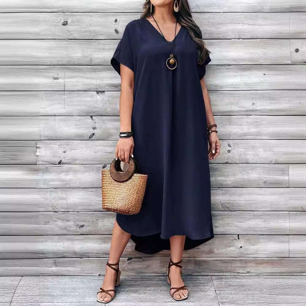 Plus Size Women's Fashion Casual V-neck Dress - In Stock for 2026 Spring/Summer Season