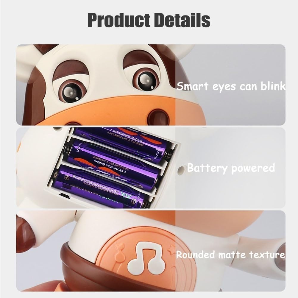 Zabawka Tańcząca Krowa - Elektryczna Muzyczna Pluszowa Krowa z Zabawnymi Piosenkami i Ruchami, Zabawki Interaktywne dla Niemowląt, Śliczny Maluch Świąteczny G