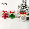 6Pcs Christmas Tree Ornaments Tree Shape Sequin Pendant with Bow for Christmas Trees Walls Doors Parties Wedding Decor