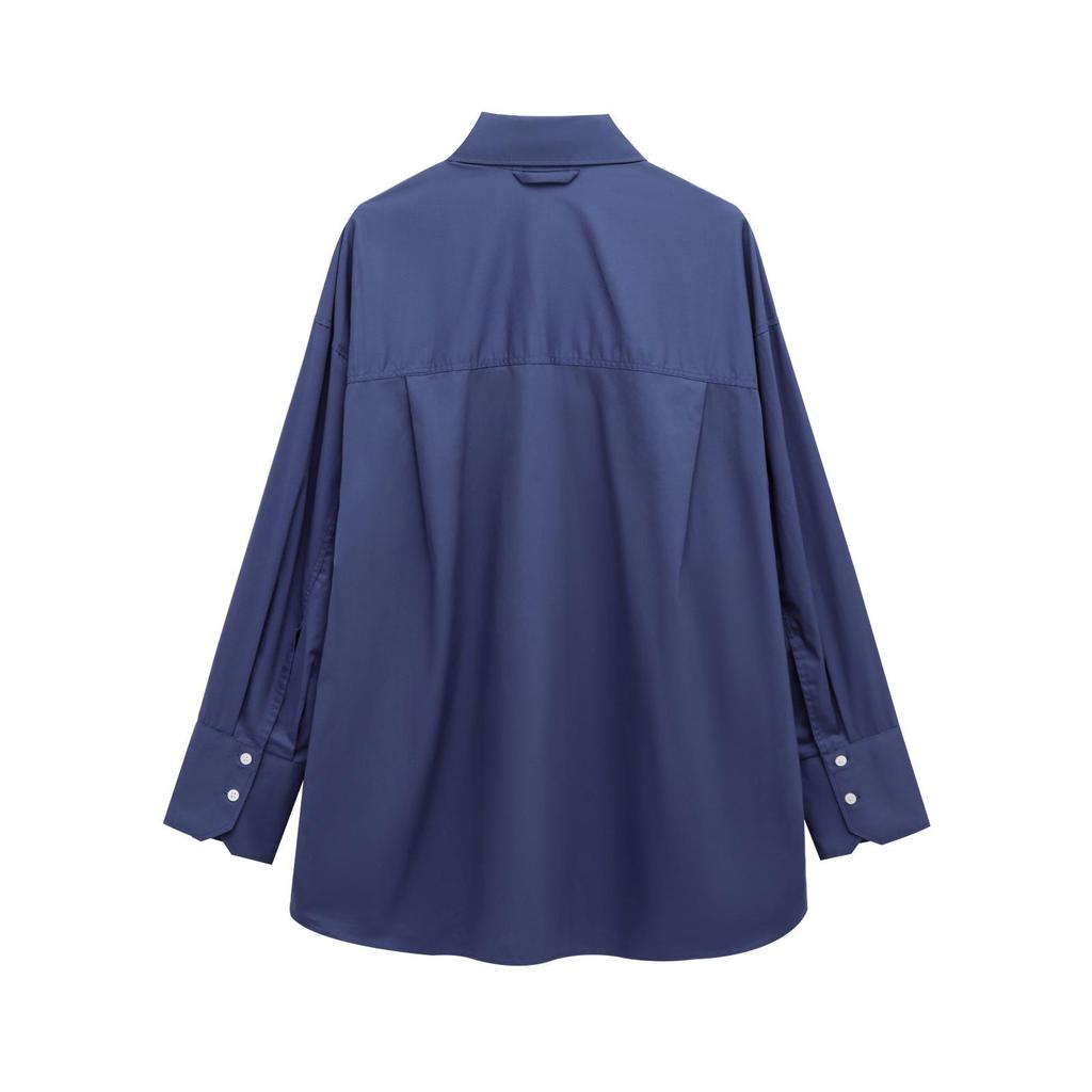 2025 Spring Women's Fashionable Loose European & American Style Pocket Shirt