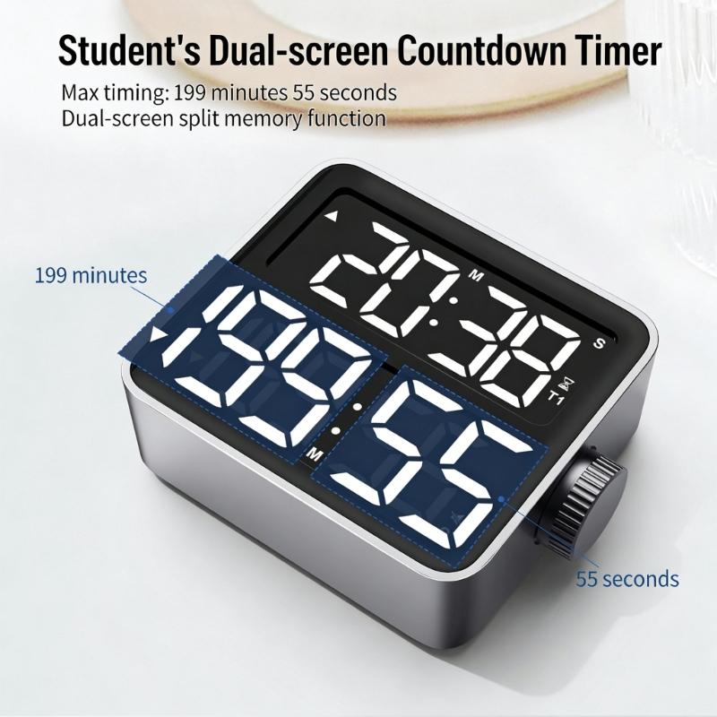 USB Charging Digital Timer With Double Screen LED Display Countdown Magnetic Back Adjustable Volumes For Cooking Workouts