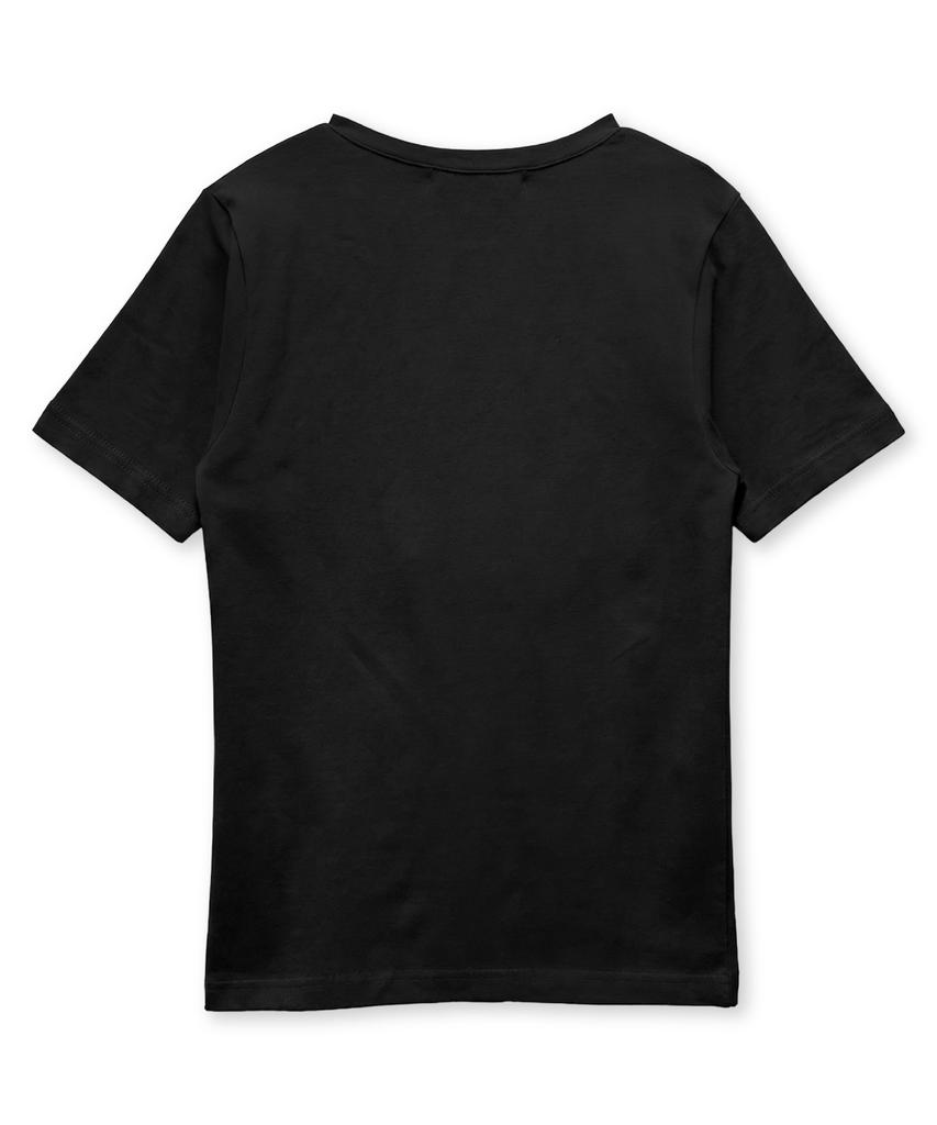 Damiswi Vintage Cross Diagonal Button T-Shirt_Black