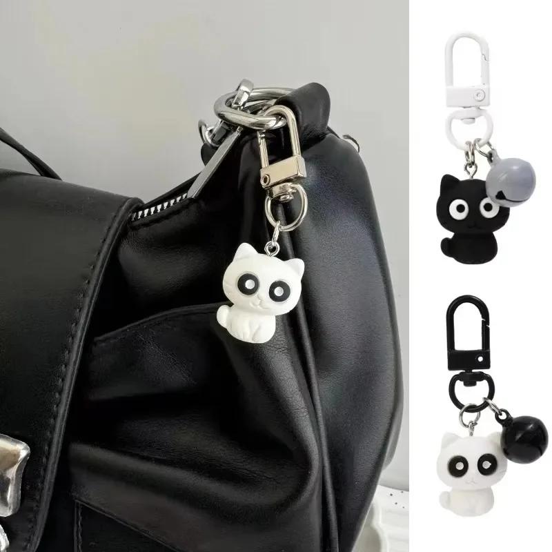 1pc/2pcs Cute Black White Cat Keychain Funny Creative Versatile Pendant Backpack Hangings Key Ring Accessories Jewelry Gifts