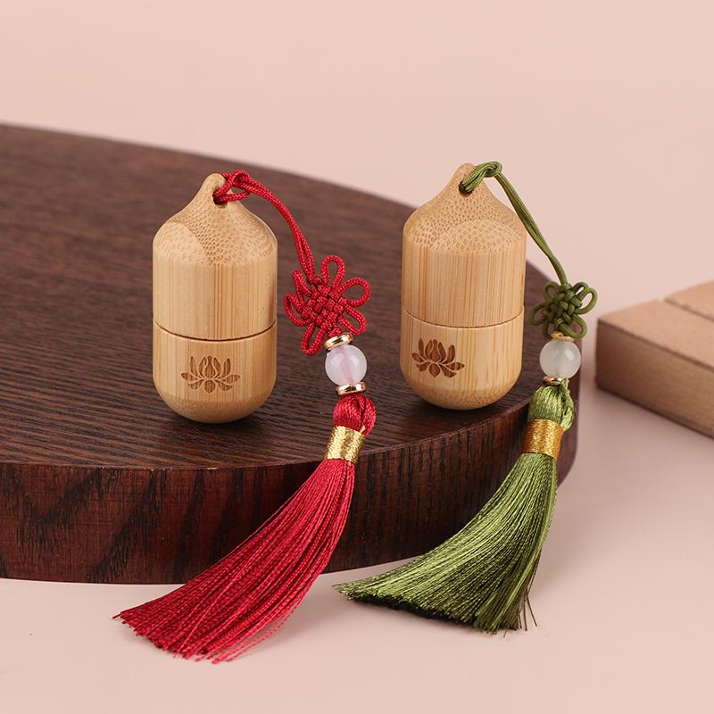 1 ml Bambusroller Leere Flasche Hautpflegebehälter Antiker Stil Roll-on-Flaschen Kleine Parfüm Ätherisches Öl Mit Anhänger