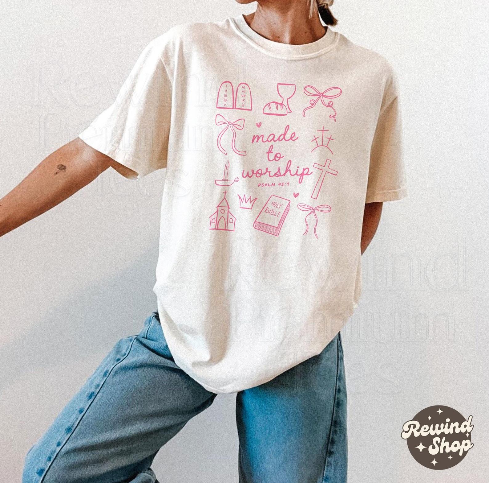 Made to Worship Comfort Colors T- Shirt - Psalm 95:1 Christian Graphic Tee - Worship Shirt for Women 2XL