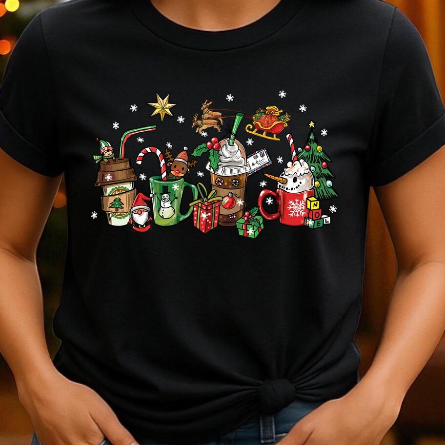 Christmas TShirt for Women Casual Crew Neck Top with Slight Stretch Festive Graphic Tee AllSeason Short Sleeve Shirt