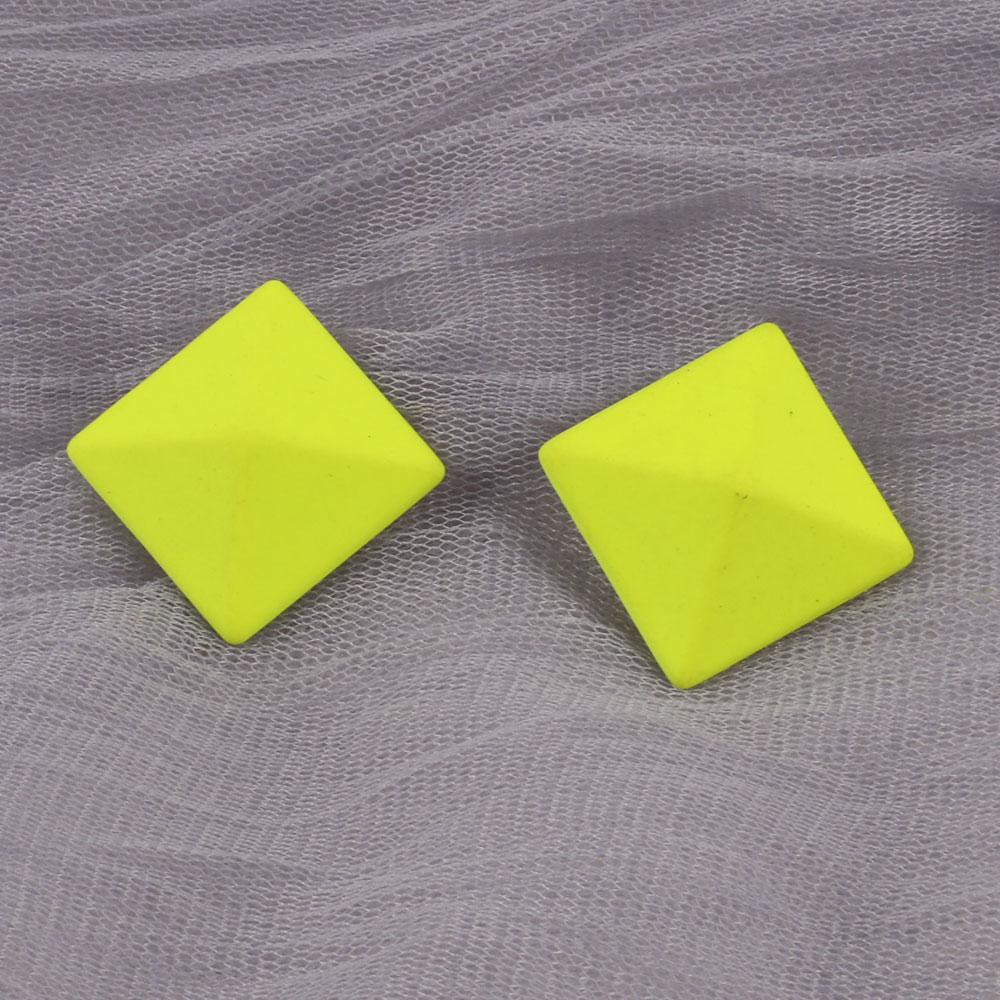 New Korean Neon Yellow Green Round Square Acrylic Stud Earrings For Women Geometric Triangle Matt Earrings Jewelry Party Gifts