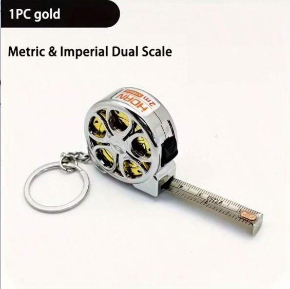 Mild Steel 2m Mini Tape Measure Portable Retractable Keychain Design for DIY Crafting Sewing Household Supplies
