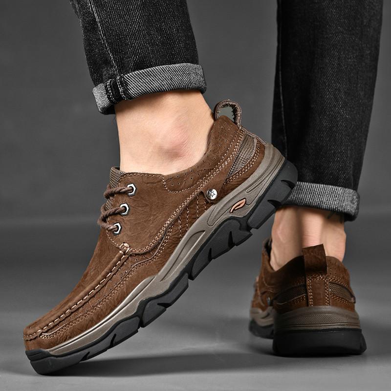 Outdoor Anti Slip and Wear-resistant Men's Workwear Shoes Fashionable New British Style Plus Size Mens Retro Casual Hiking Shoes