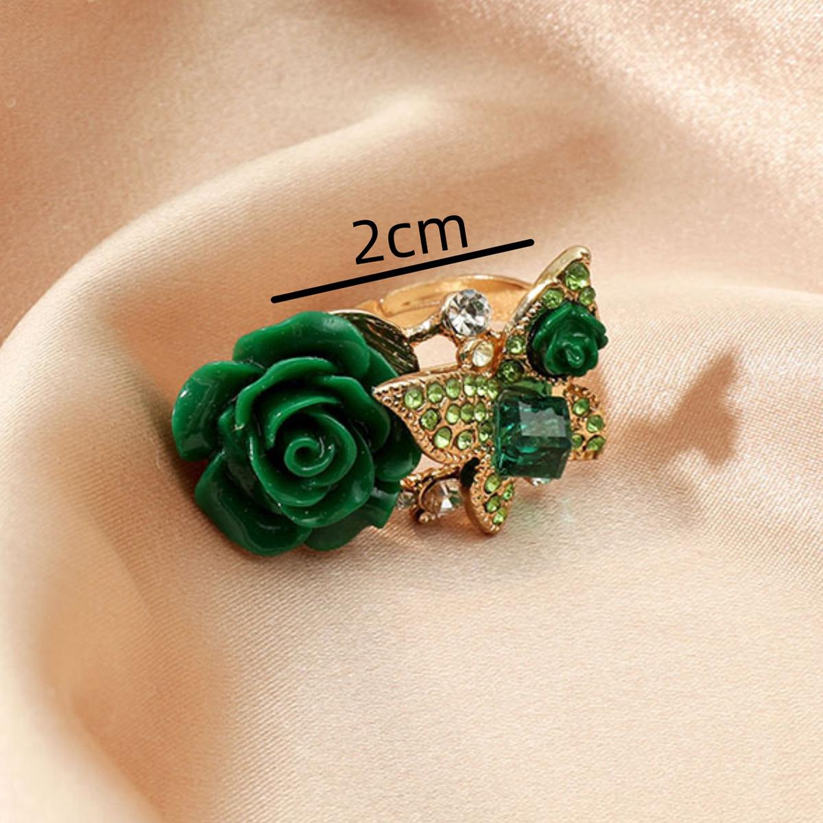 

1 шт. Женское модное трендовое ювелирное кольцо с бабочкой и цветком, ювелирные аксессуары, подходящие для свидания, вечеринки, подарков на праздник - 7159