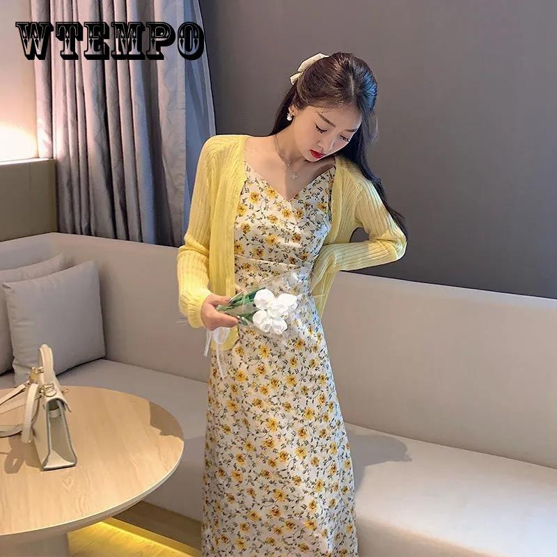 

Весеннее и летнее маленькое платье для похудения с цветочным принтом и свежим нежным ветром