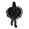 Xiaobudian Halloween Witch Hat for Women, Velvet Wizard with Ruffle Brim And Bow Party, Masquerade, Cosplay Costume Accessory