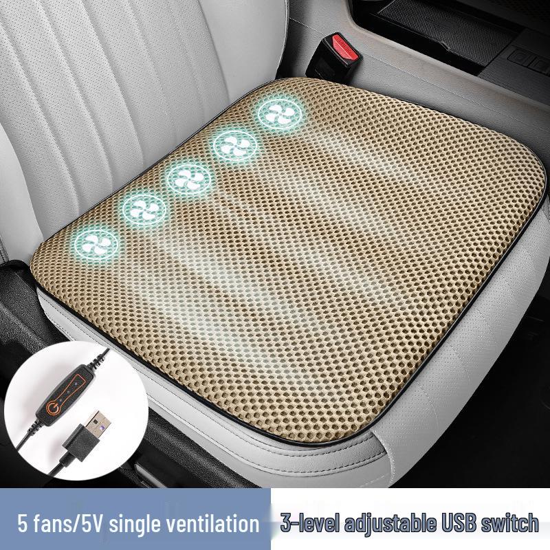 2024 USB Ventilated Cooling Pad: Ice Silk Blower Seat Cushion for Car and Office
