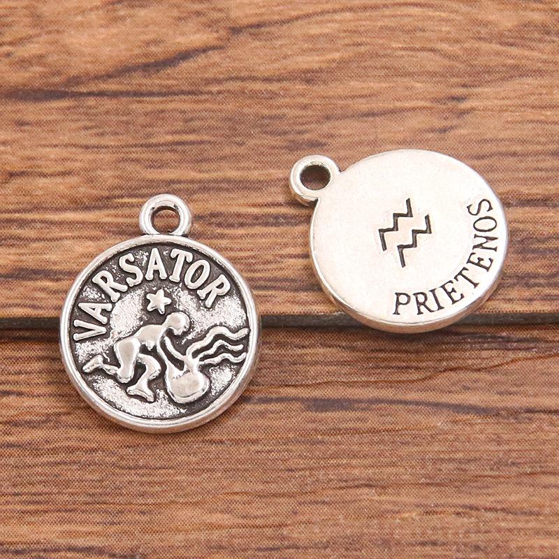 10 or 12pcs 12X15mm DIY retro alloy jewelry accessories 12 constellation pendant