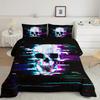 1 Comforter + 2 Pillow Cases 100% Ultra-Soft Four Season Black Skull Science Fiction Comforter Set with Soft Ultra-Fine Fiber