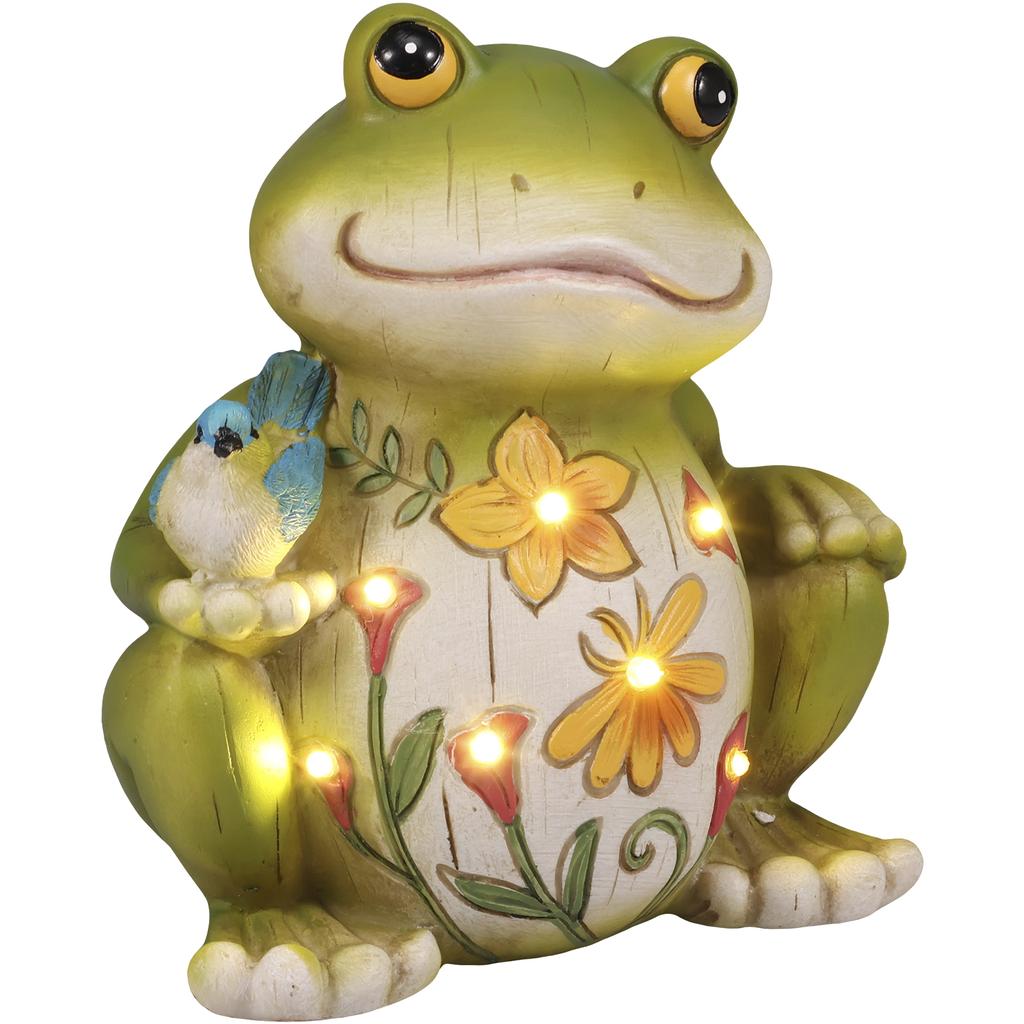 Solar Statue Elephant Figurine Frog Decorative Lanterns Resin 10 Inch for Outdoor Spaces Lawn Garden/Yard Decortion