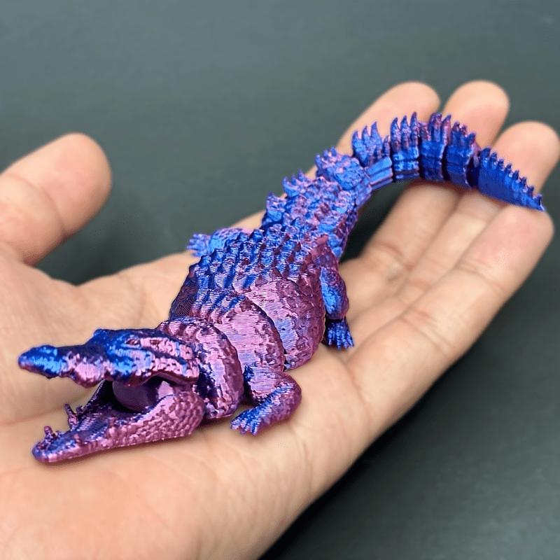 3Pc [Crocodile Model] | Colorful 3D Printed Plastic Decorations For Home, Office Or Car (Random Colors)