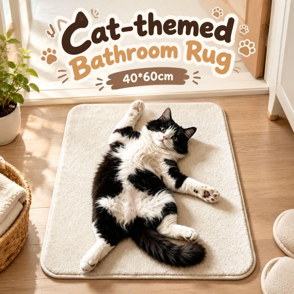 Water-absorbing Cute Cat Floor Mat Bedroom Door Small Rug Table Bedside