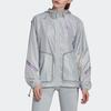 Adidas X Stella McCartney Kollaboration Letter Logo Print Kapuzen-Reißverschlussjacke Damenjacke Hell-Cyan-Grau HG6866