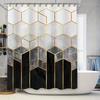 Modern Geometric Hexagon Shower Curtain Set Elegant Metallic White Black Design With Water-Resistant Fabric For Bath Decorations