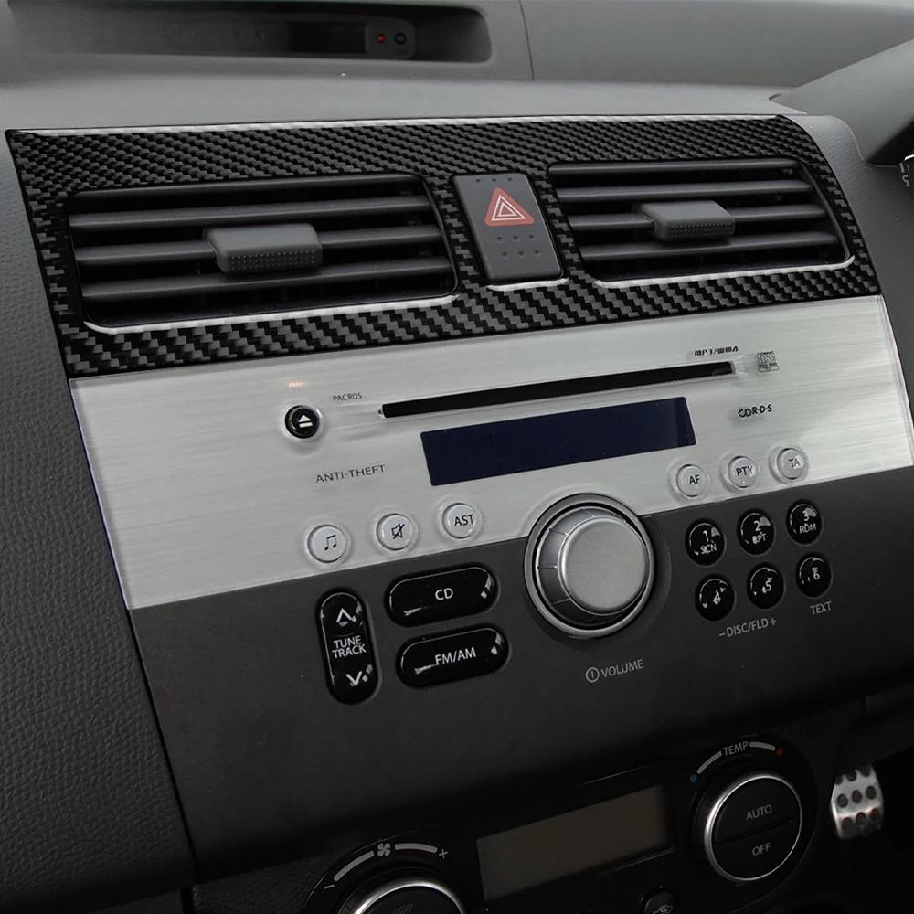 Real Carbon Fiber Sticker For Suzuki Swift ZC31S 2005-2010 LHD RHD Car Console Air Outlet CD Trim Interior Decoration Cover