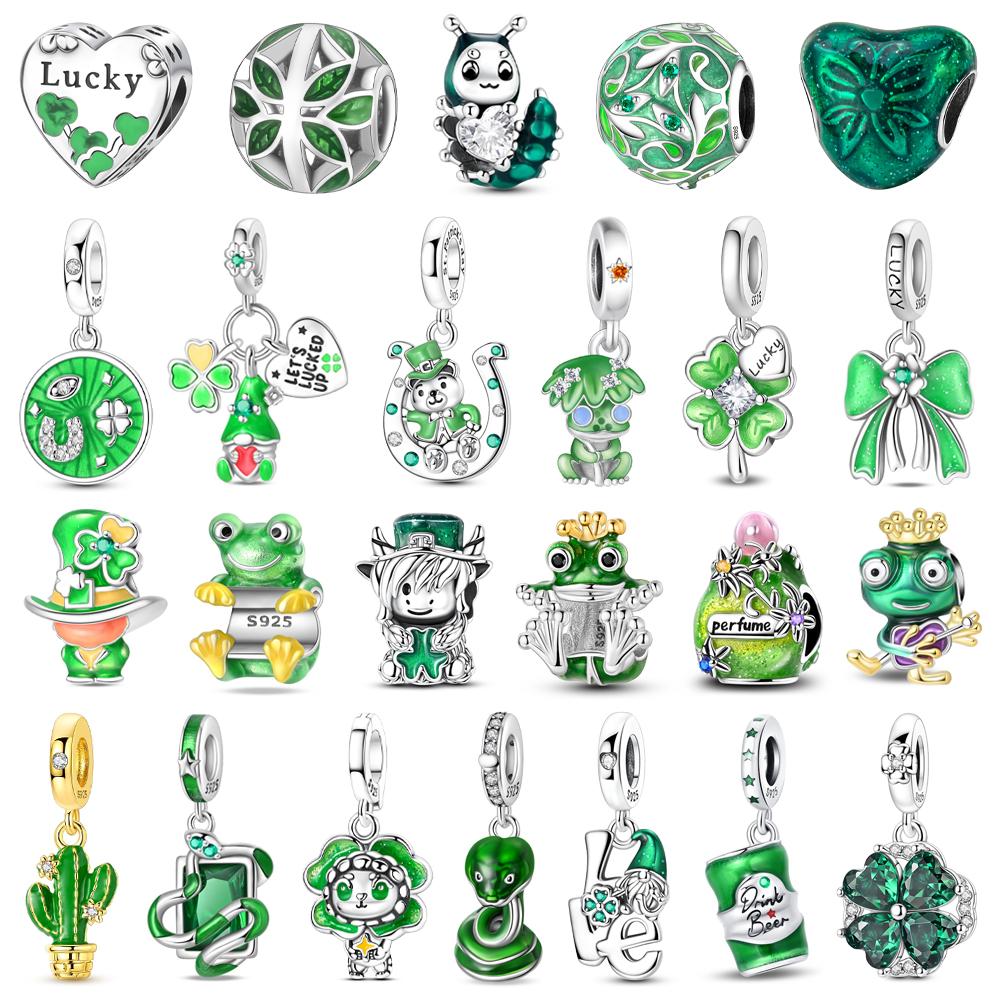 Exquisite 925  Silver The Frog Prince Beads & Cactus Dangle Charm Fits Bracelet Boutique Green Pendant Gifts