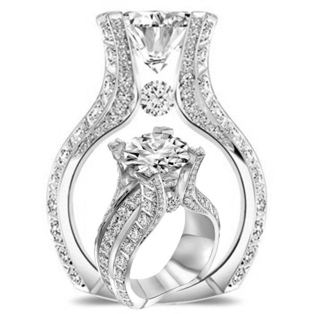 925 Silver Square Diamond Engagement Ring for Women Creative European American Style Jewelry