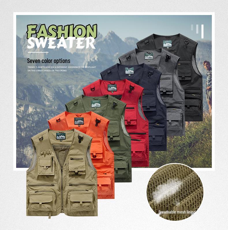 Men's Summer Multi-Pocket Photography & Fishing Vest for Outdoor Hiking