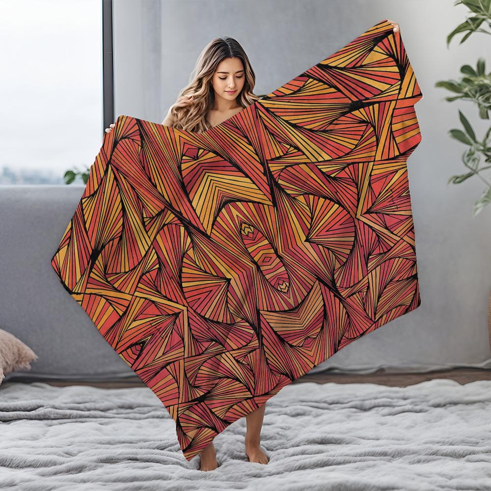 Geometric Pattern Blanket Abstract Triangle Design Cozy Fleece Throw Blanket Decorative Bed Blanket Gift for Women/Men