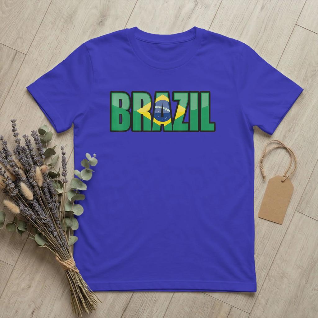 Unisex TShirts Brazilian Flag of Brazil BR Pride Casual Cotton Tees Short Sleeve Souvenir T Shirt Round Neck merchandise Plus Size