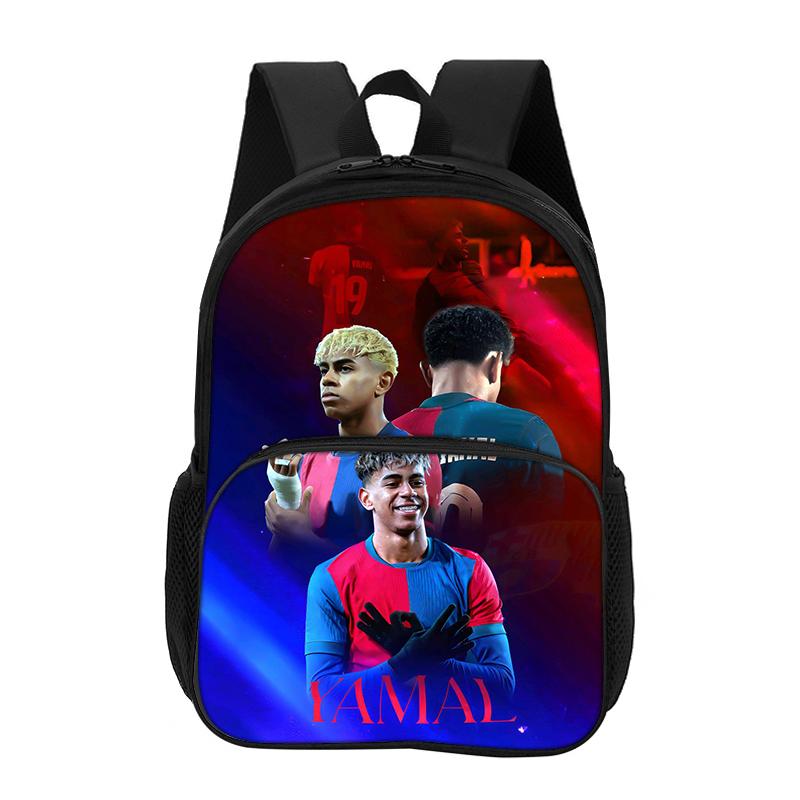 Travel Large Capacity Knapsack L-Lamin Yamal Students Kids Football Star School Bag with Front Pocket Backpack Sports Bookbag