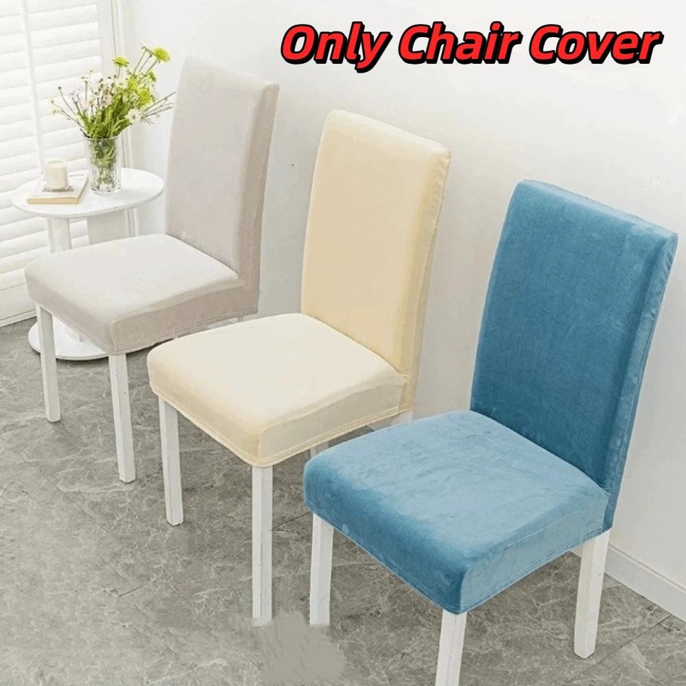 Fashion Dining Chair Cover Elastic Spandex Solid Color Stretch Chair Cover Slipcover High Back Kitchen Chair Cover Dining Room