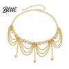Waist Chain Metallic Solid Color Heart Pendant Multi Layer Tassel