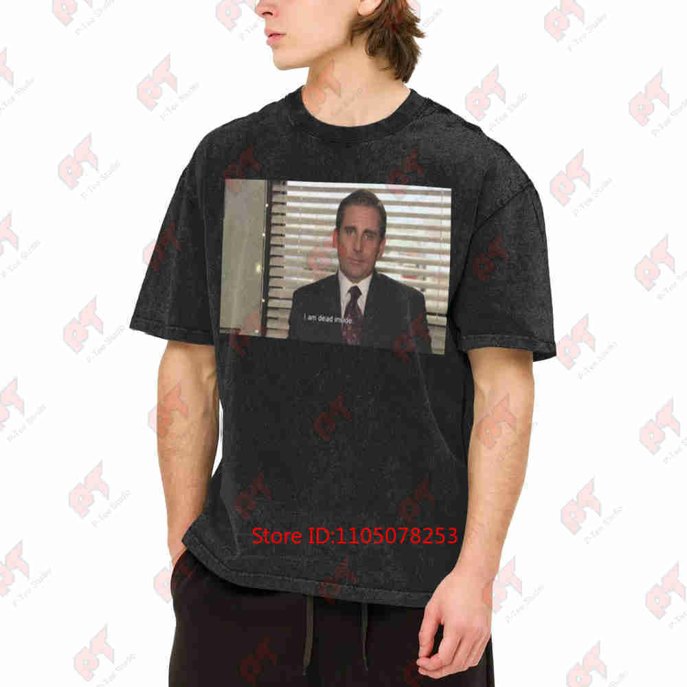 Je suis mort à l'intérieur Le Mème du Bureau Américain T-shirt Lavé Vintage 100% Coton