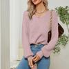 Women's Lazy Style Loose Short V-neck Lntern Long-sleeved Pullover Sweater
